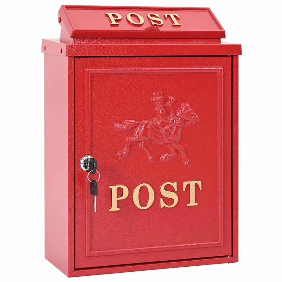Boîte aux lettres murale Rouge 29 x 13 x 41 cm Aluminium coulé - 2