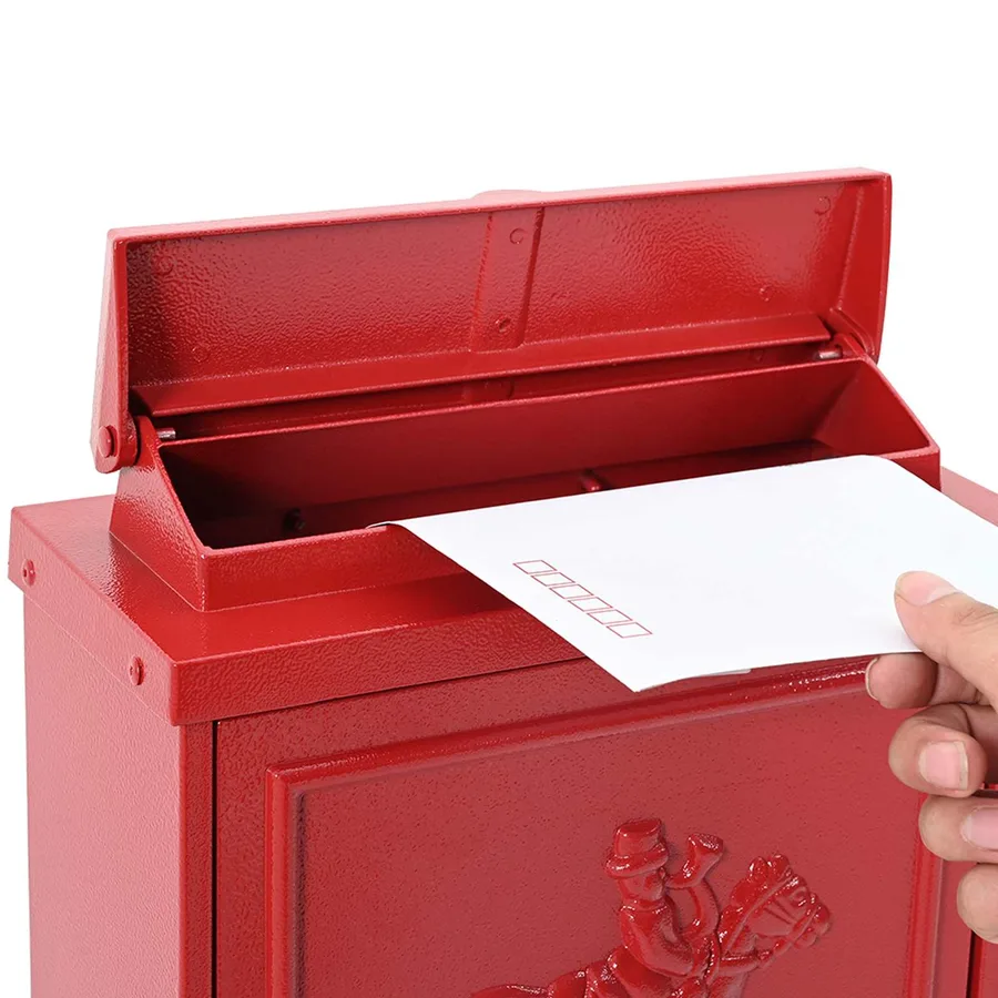 Boîte aux lettres murale Rouge 29 x 13 x 41 cm Aluminium coulé - 3