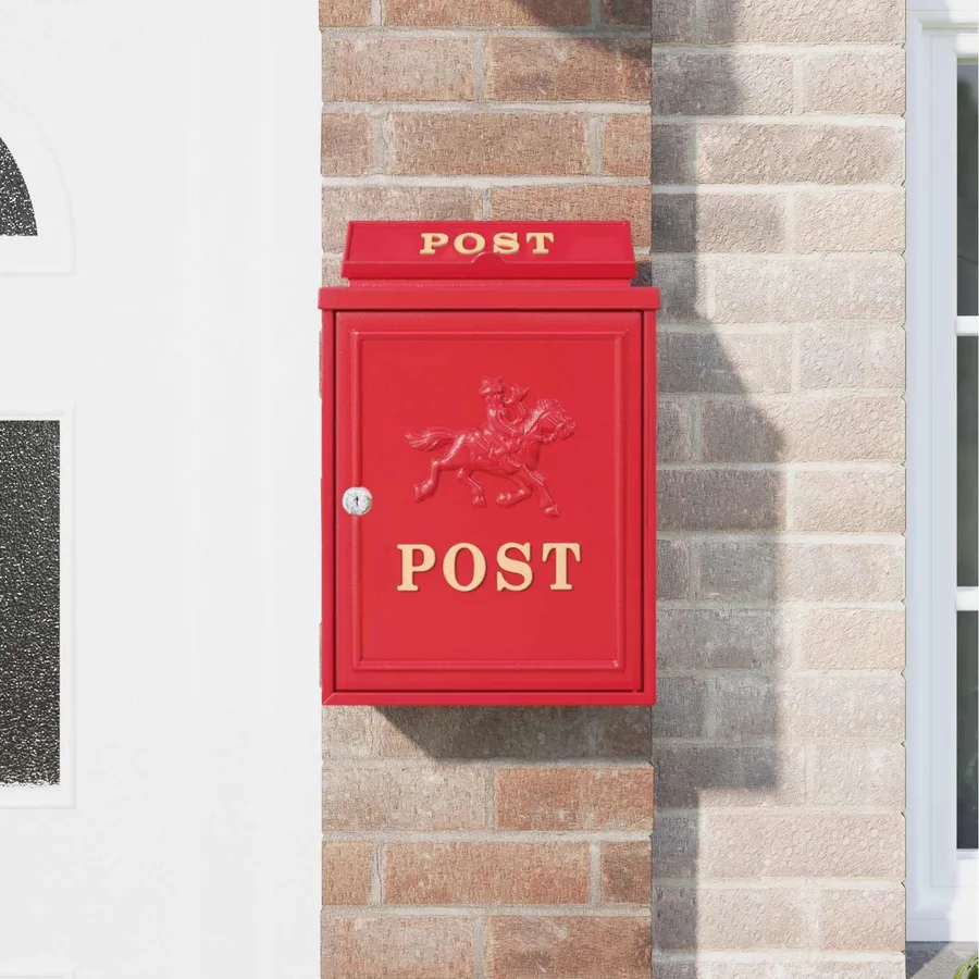 Boîte aux lettres murale Rouge 29 x 13 x 41 cm Aluminium coulé - 4
