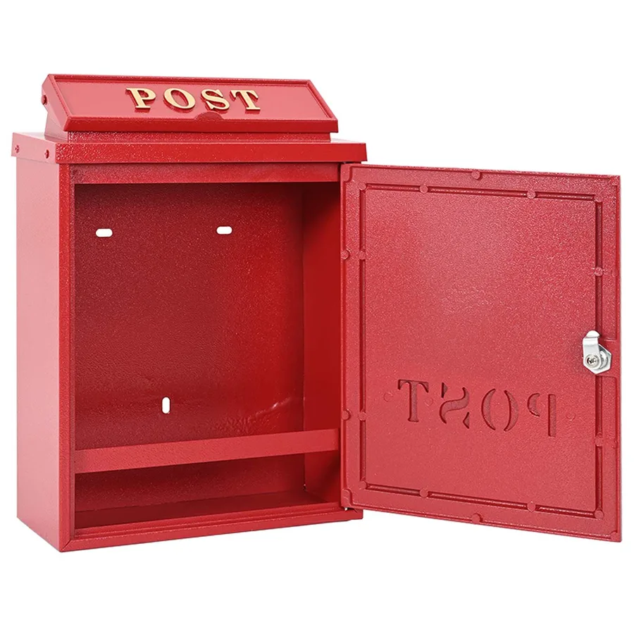 Boîte aux lettres murale Rouge 29 x 13 x 41 cm Aluminium coulé - 5