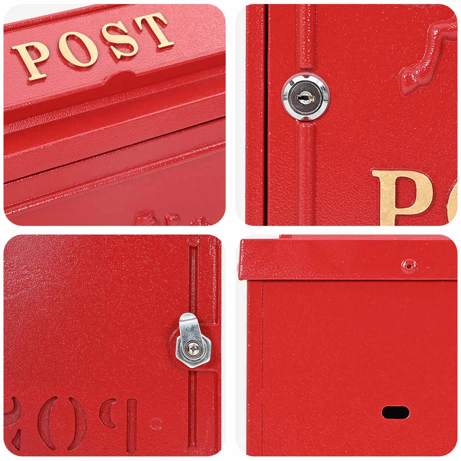 Boîte aux lettres murale Rouge 29 x 13 x 41 cm Aluminium coulé - 9