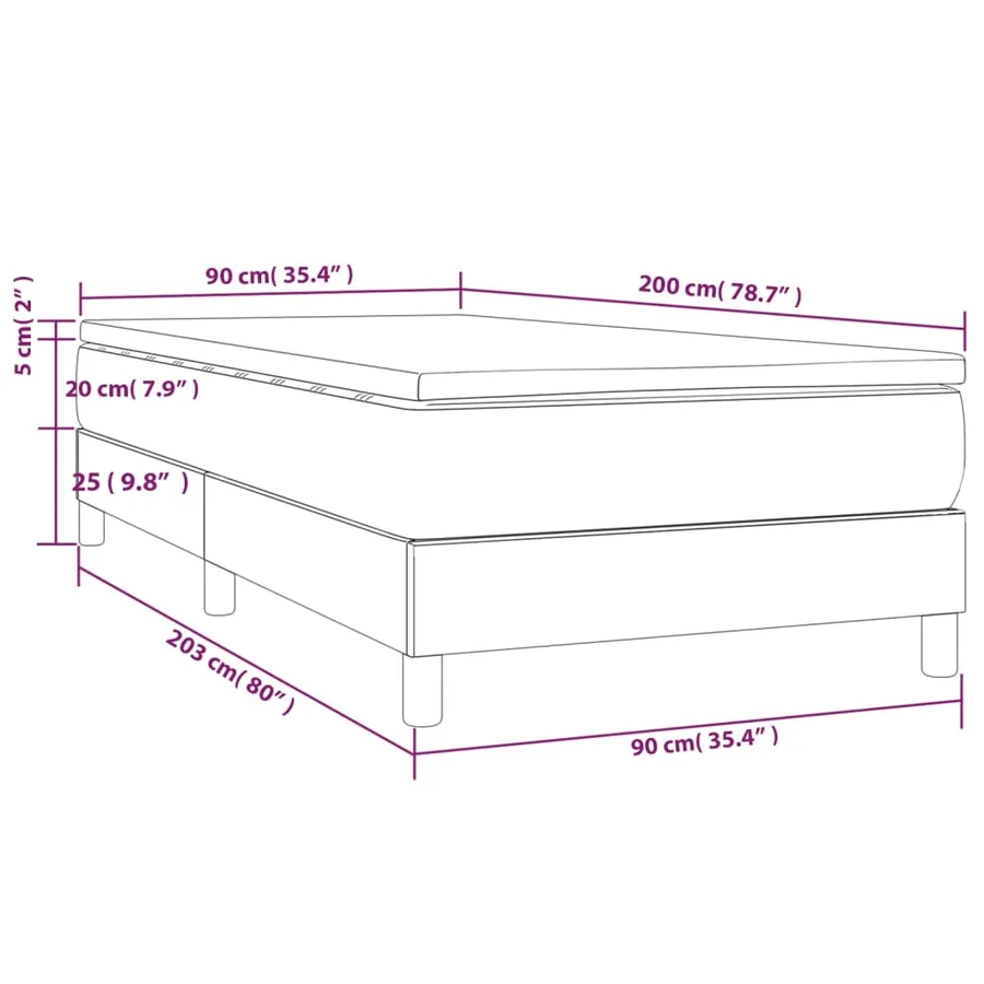 Sommier à lattes de lit avec matelas Gris clair 90x200 cm Tissu - 10