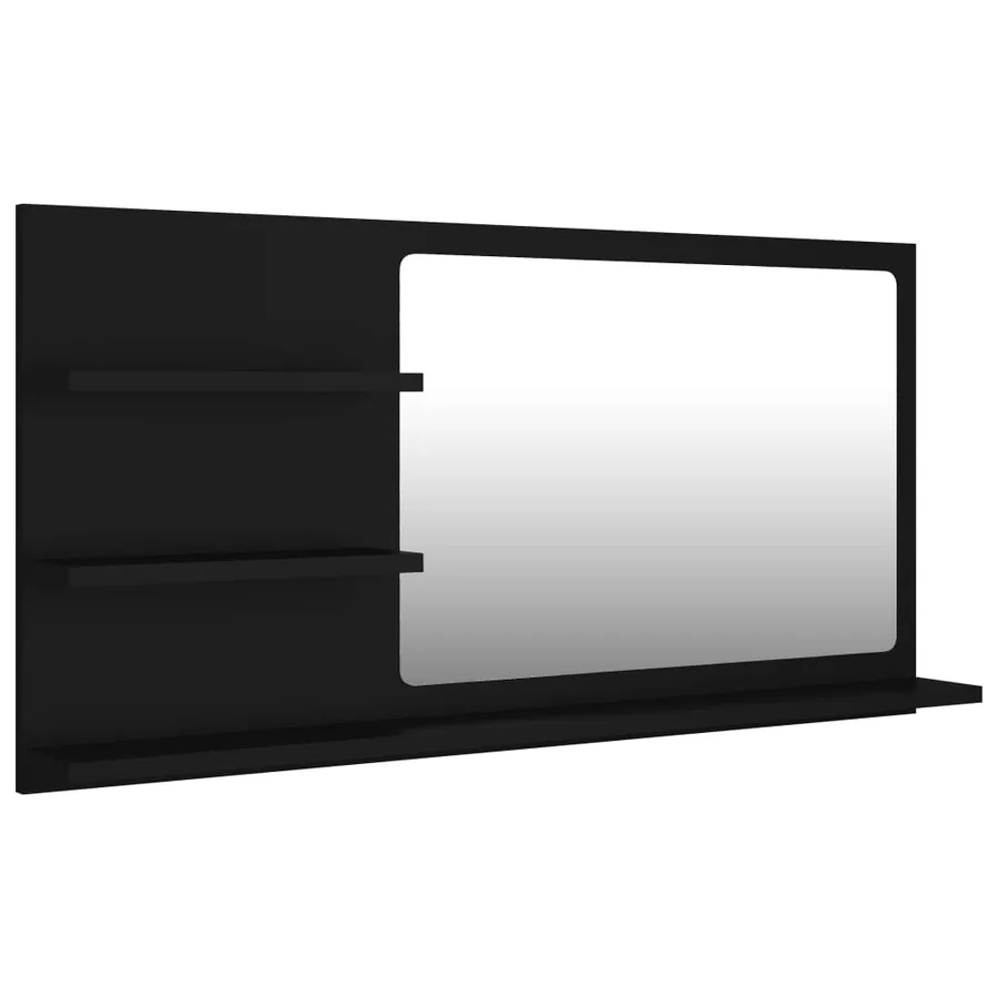 Miroir de salle de bain noir 90x10,5x45 cm bois d’ingénierie - 2