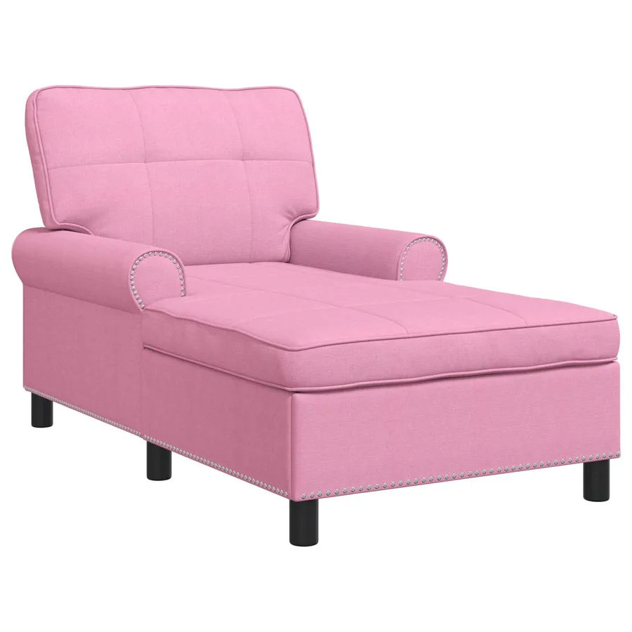 Chaise longue avec coussin Rose 91 x 157 x 91 cm tissu - 2