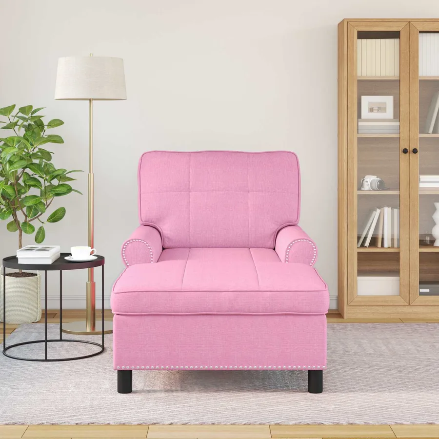 Chaise longue avec coussin Rose 91 x 157 x 91 cm tissu - 3