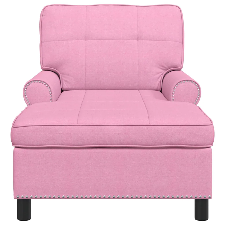 Chaise longue avec coussin Rose 91 x 157 x 91 cm tissu - 4