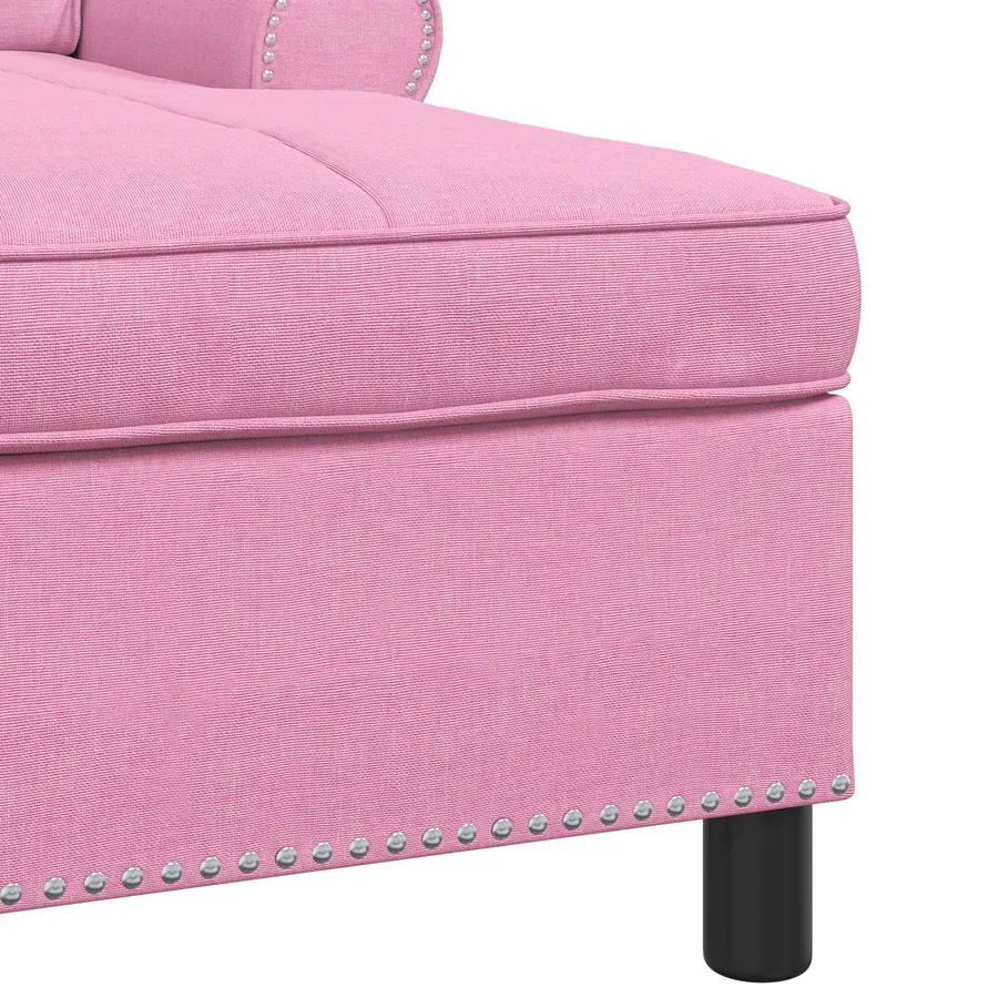 Chaise longue avec coussin Rose 91 x 157 x 91 cm tissu - 7