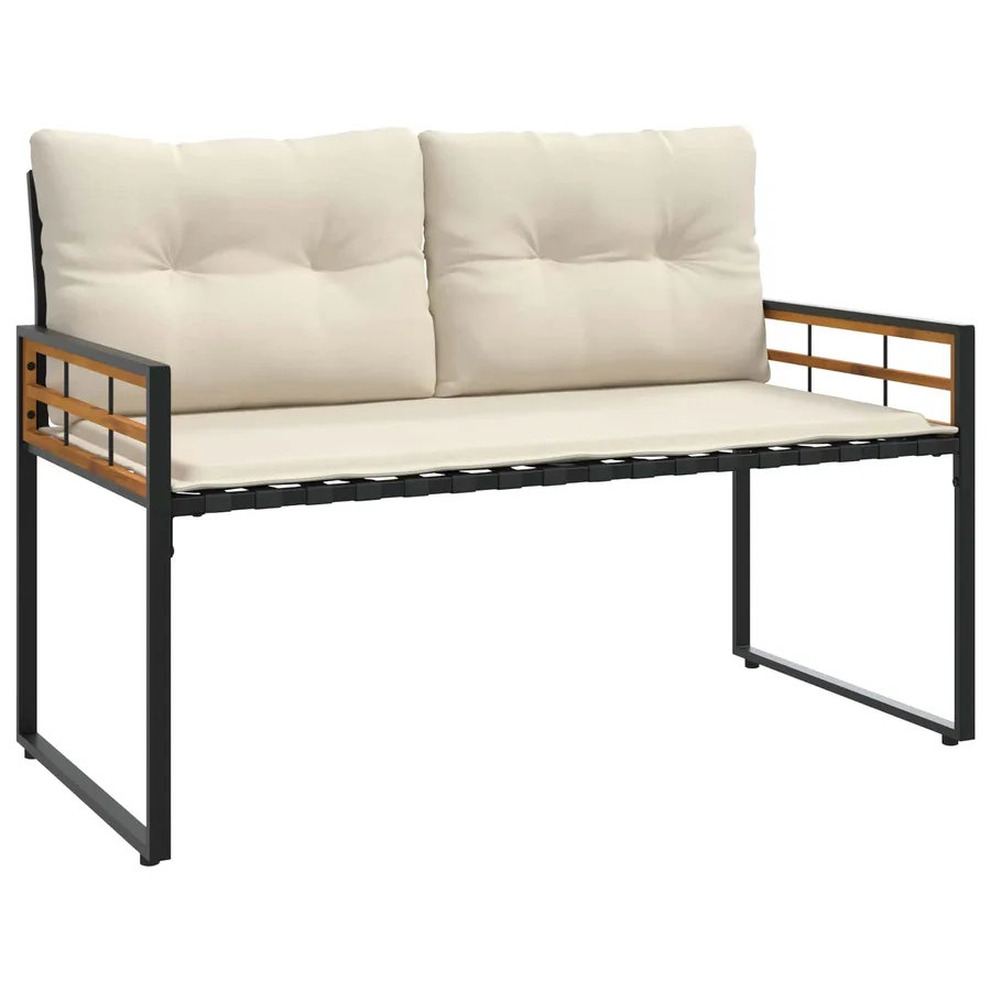Banc à couches en bois avec coussin Uni Crème 114 x 55 x 77 cm - 2