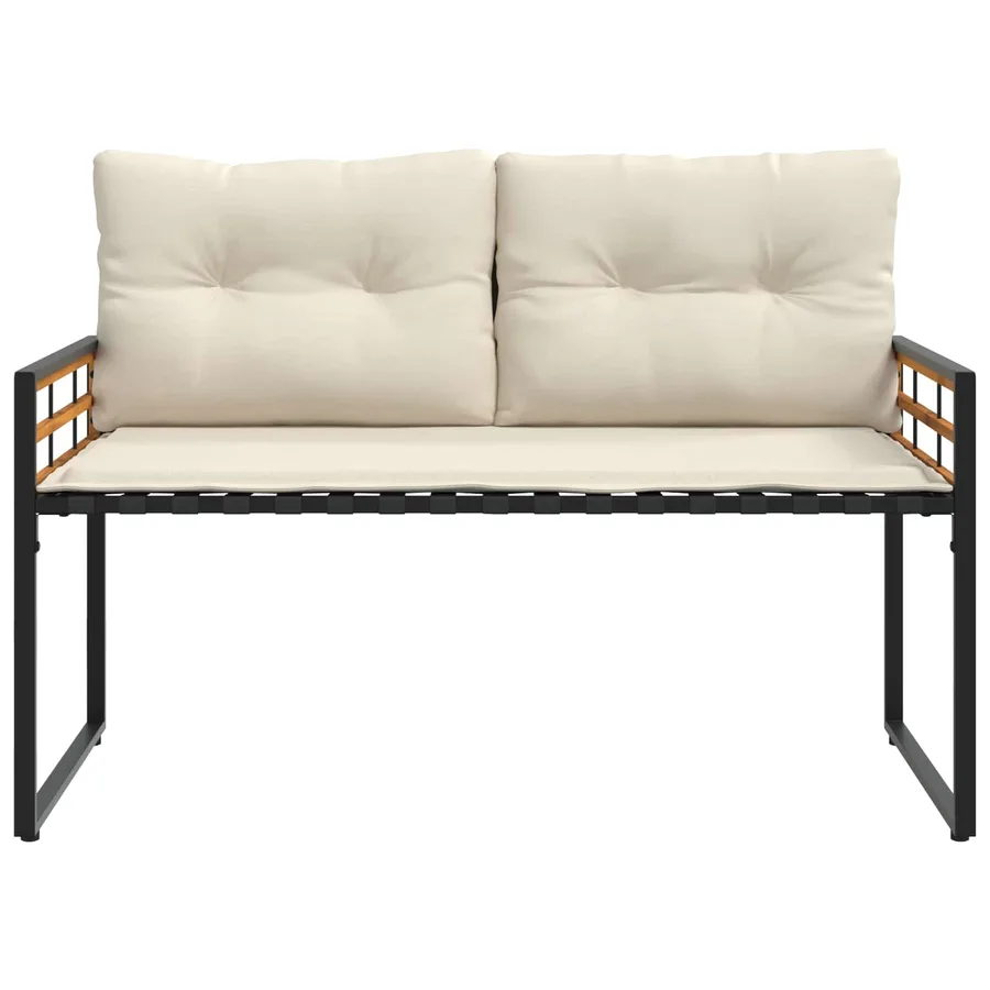 Banc à couches en bois avec coussin Uni Crème 114 x 55 x 77 cm - 4