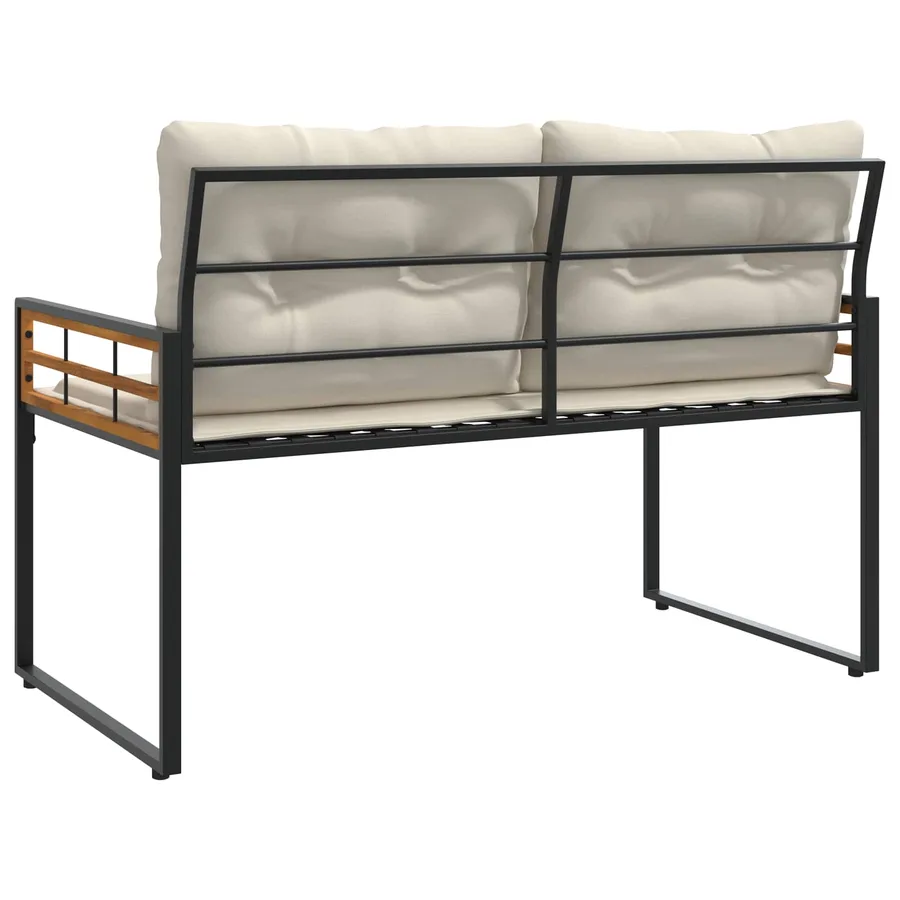 Banc à couches en bois avec coussin Uni Crème 114 x 55 x 77 cm - 6
