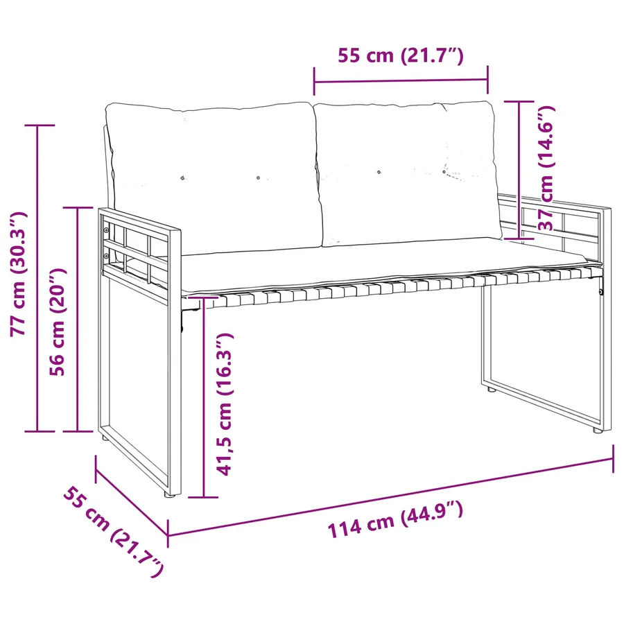 Banc à couches en bois avec coussin Uni Crème 114 x 55 x 77 cm - 9