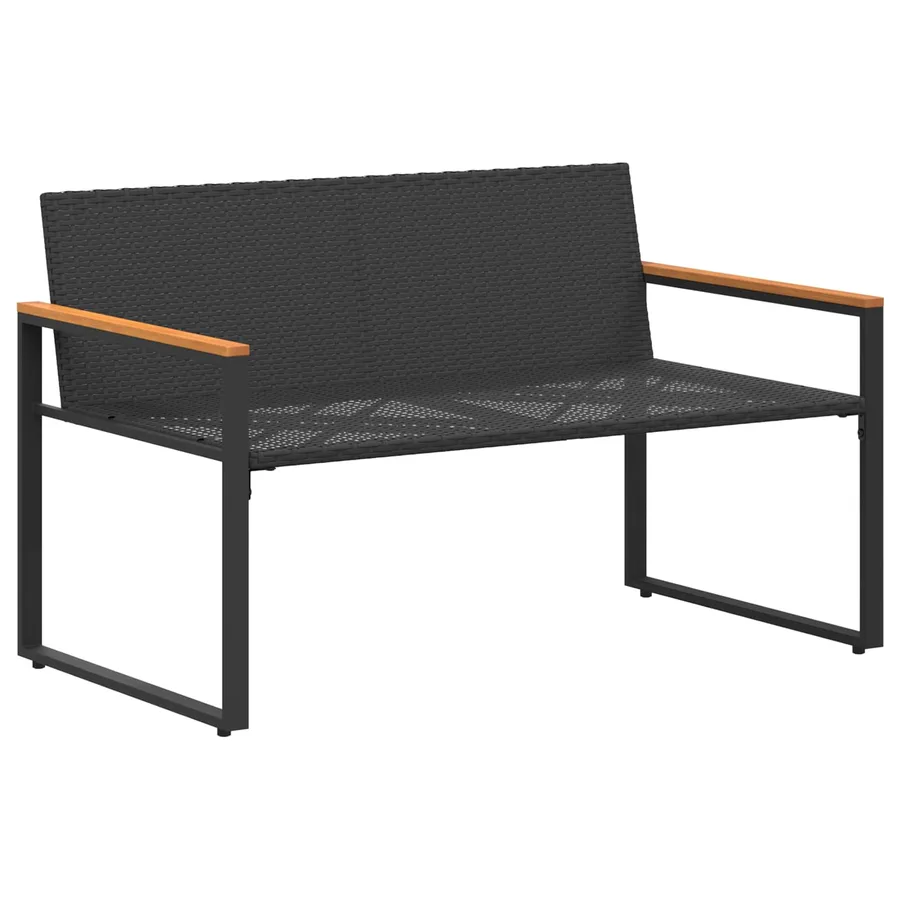 banc avec coussin Noir et blanc crème 115 x 65 x 72 cm Rotin - 4