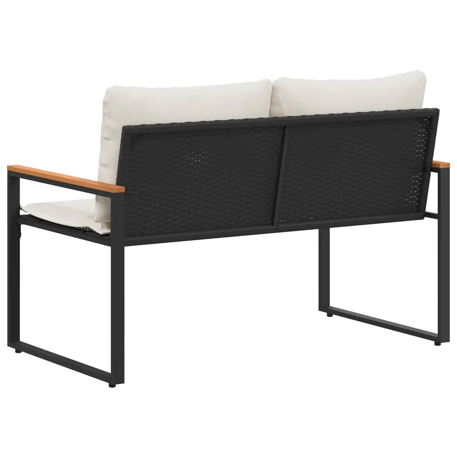 banc avec coussin Noir et blanc crème 115 x 65 x 72 cm Rotin - 7