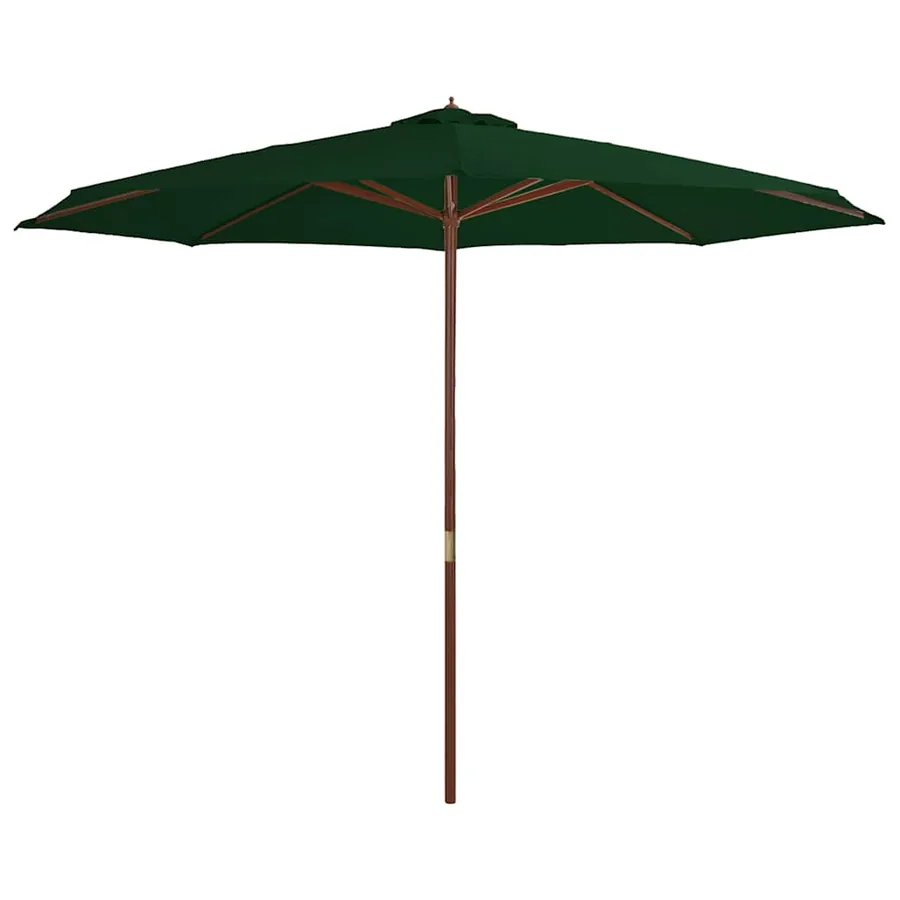 Parasol d'extérieur avec mât en bois 350 cm Vert - 2