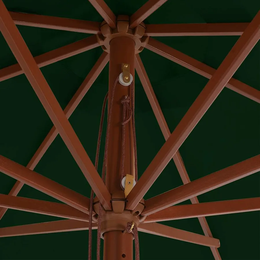 Parasol d'extérieur avec mât en bois 350 cm Vert - 4
