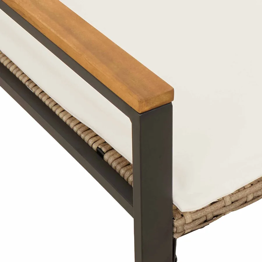 banc avec coussin Beige et blanc crème 115 x 65 x 72 cm Rotin - 10