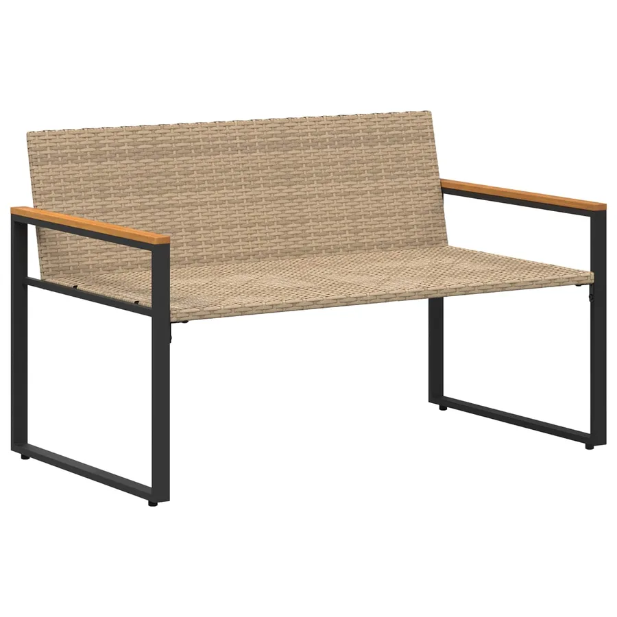 banc avec coussin Beige et blanc crème 115 x 65 x 72 cm Rotin - 4