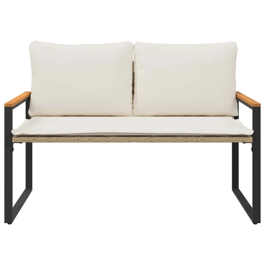 banc avec coussin Beige et blanc crème 115 x 65 x 72 cm Rotin - 5