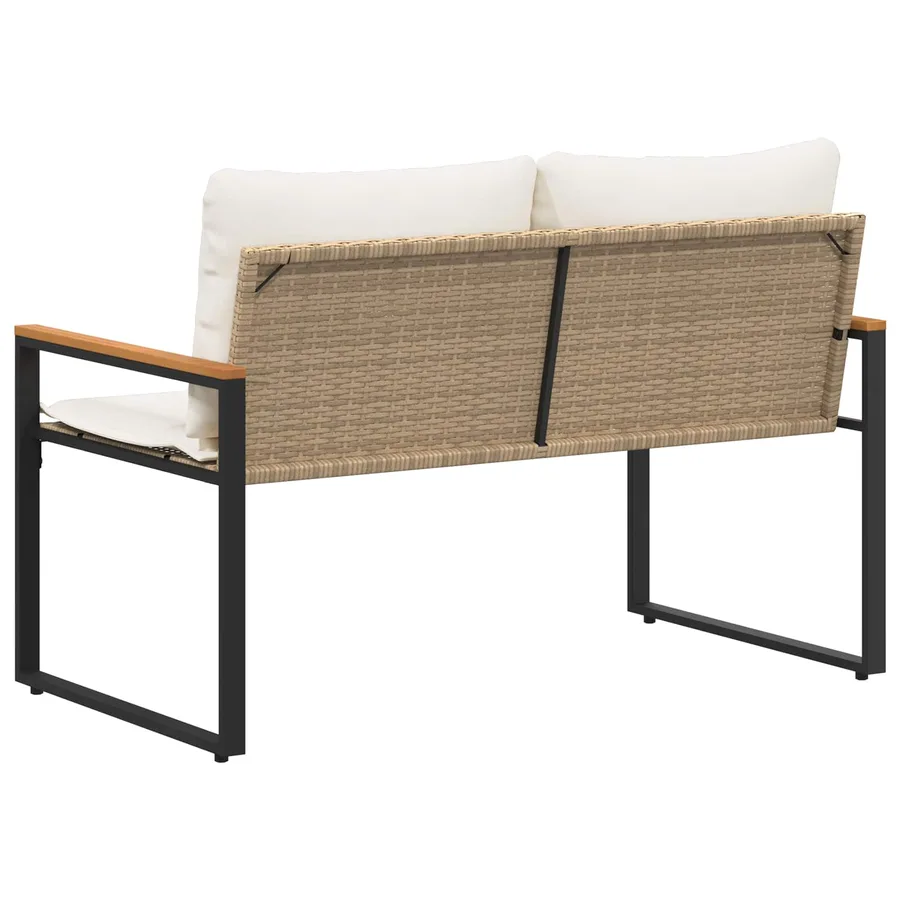 banc avec coussin Beige et blanc crème 115 x 65 x 72 cm Rotin - 7