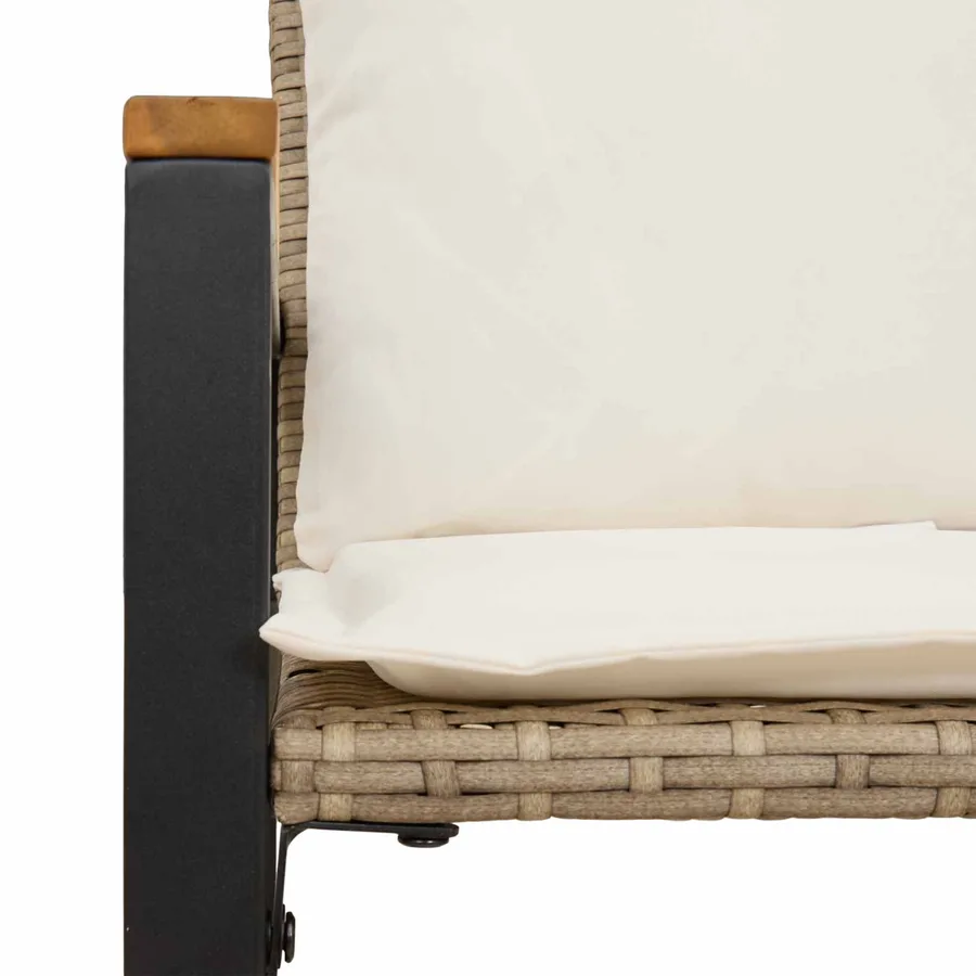 banc avec coussin Beige et blanc crème 115 x 65 x 72 cm Rotin - 9