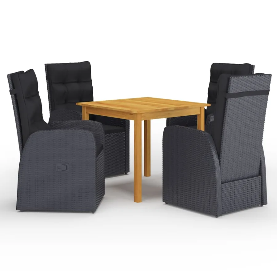 Ensemble à manger de jardin 5 pcs Noir