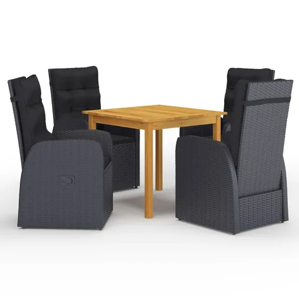 Ensemble à manger de jardin 5 pcs Noir