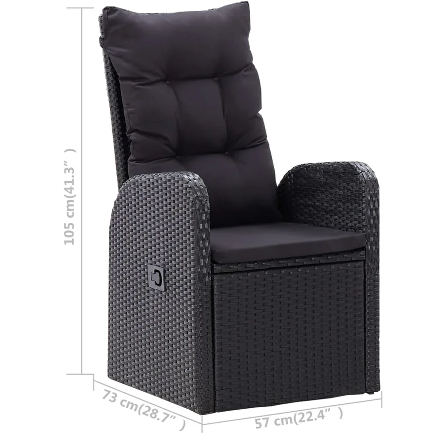 Ensemble à manger de jardin 5 pcs Noir - 10