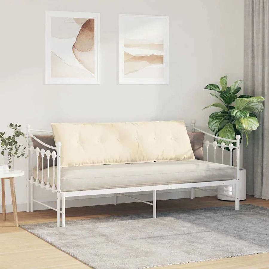 Coussin de Dos Crème 160 x 50 cm Tissu en velours côtelé - 4