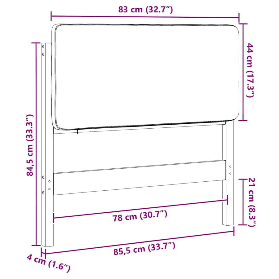 Tête de lit capitonnée Marron et gris clair 80 cm Pin massif - 13