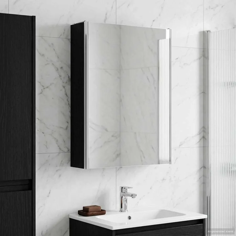 Armoire Miroir de Salle de Bain Chêne noir 53,5 x 15,5 x 70 cm