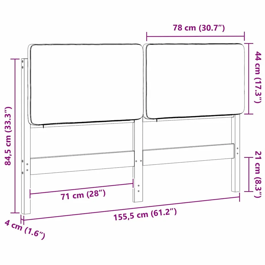 Tête de lit capitonnée Brun et gris foncé 150 cm Pin massif - 13