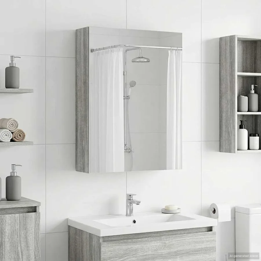 Armoire Miroir de Salle de Bain Gris Sonoma 50 x 14,5 x 70 cm - 4