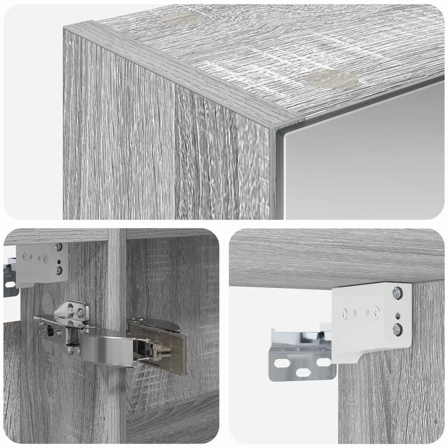 Armoire Miroir de Salle de Bain Gris Sonoma 50 x 14,5 x 70 cm - 9