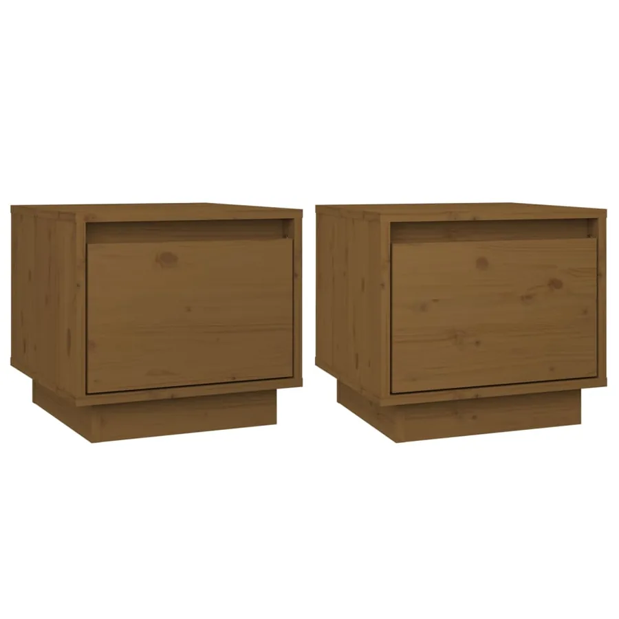 Tables de chevet 2pcs Marron miel 35x34x32cm Bois de pin solide - 2