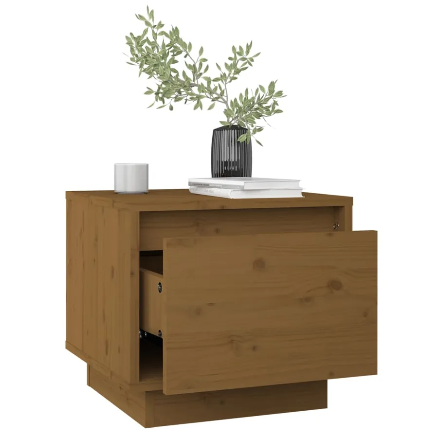 Tables de chevet 2pcs Marron miel 35x34x32cm Bois de pin solide - 4