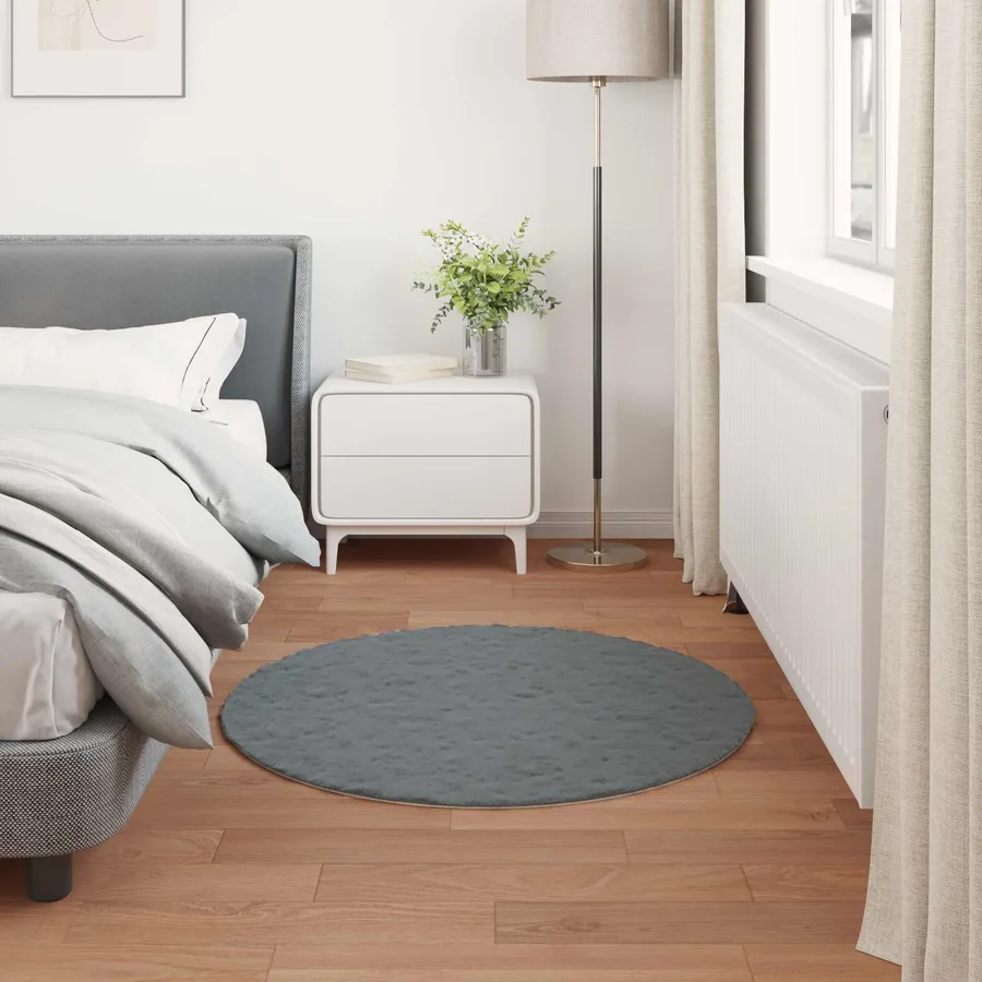 Tapis antidérapant en fausse de lapin OLITE Anthracite Ø 100 cm - 4