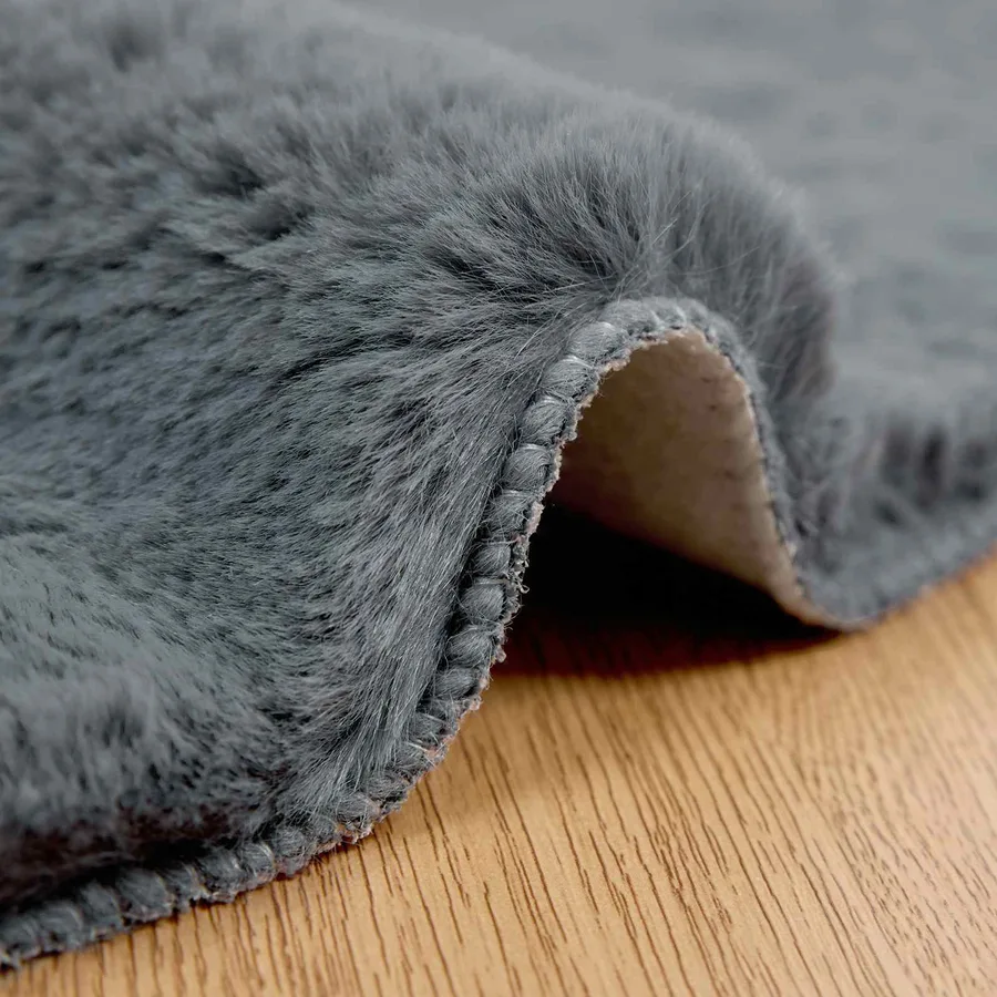 Tapis antidérapant en fausse de lapin OLITE Anthracite Ø 100 cm - 5
