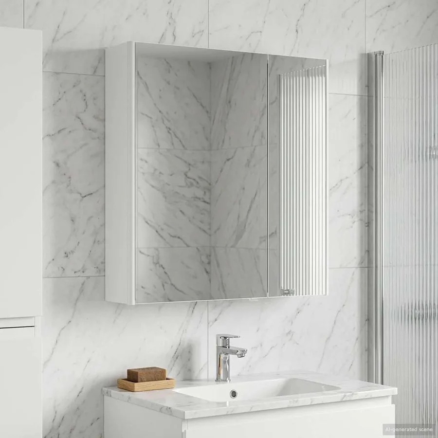 Armoire Miroir de Salle de Bain Blanc 63,5 x 15,5 x 70 cm - 4