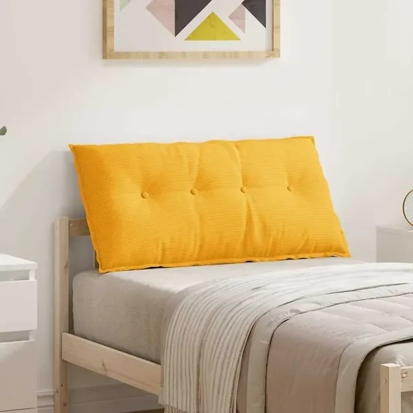 Coussin de Dos Jaune clair 100 x 50 cm Tissu en velours côtelé
