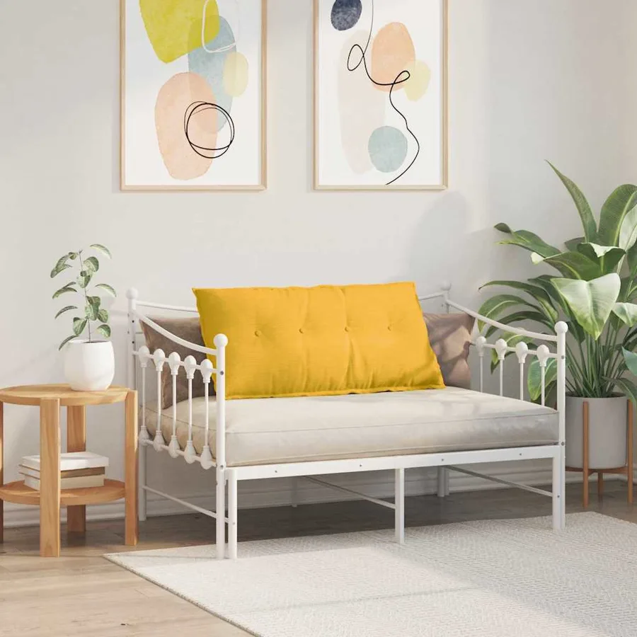 Coussin de Dos Jaune clair 100 x 50 cm Tissu en velours côtelé - 4