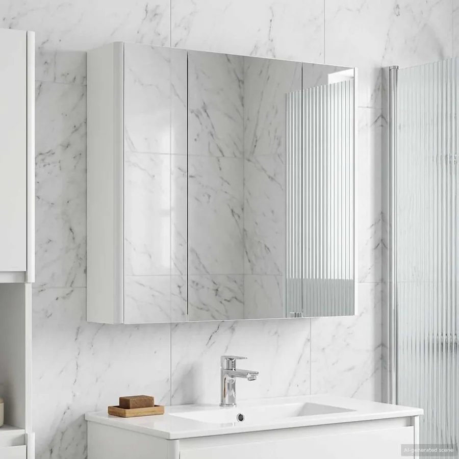 Armoire Miroir de Salle de Bain Blanc 63,5 x 15,5 x 60,5 cm