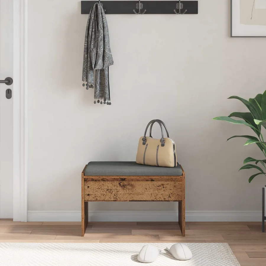 Banc d'entrée avec coussin Bois ancien 63 x 38 x 40 cm - 4