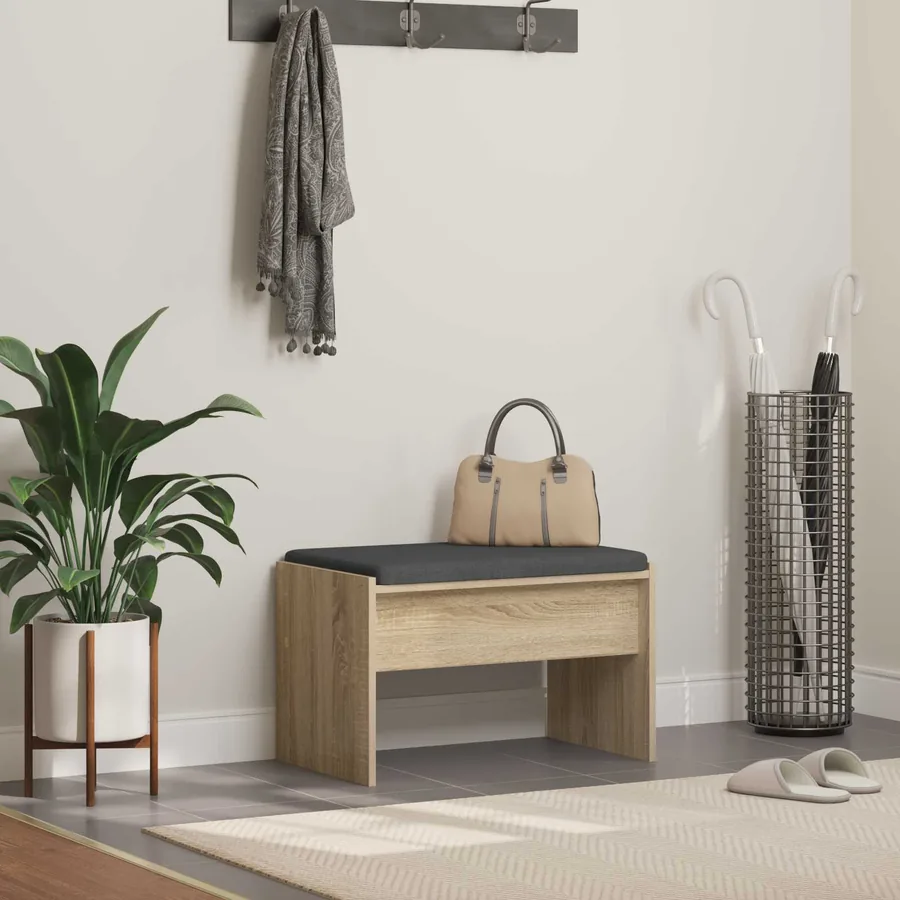 Banc d'entrée avec coussin Chêne Sonoma 63 x 38 x 40 cm