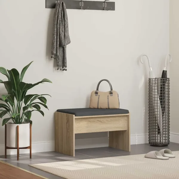 Banc d'entrée avec coussin Chêne Sonoma 63 x 38 x 40 cm