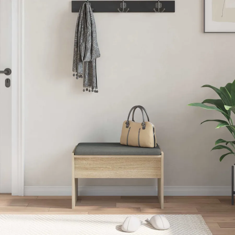 Banc d'entrée avec coussin Chêne Sonoma 63 x 38 x 40 cm - 4