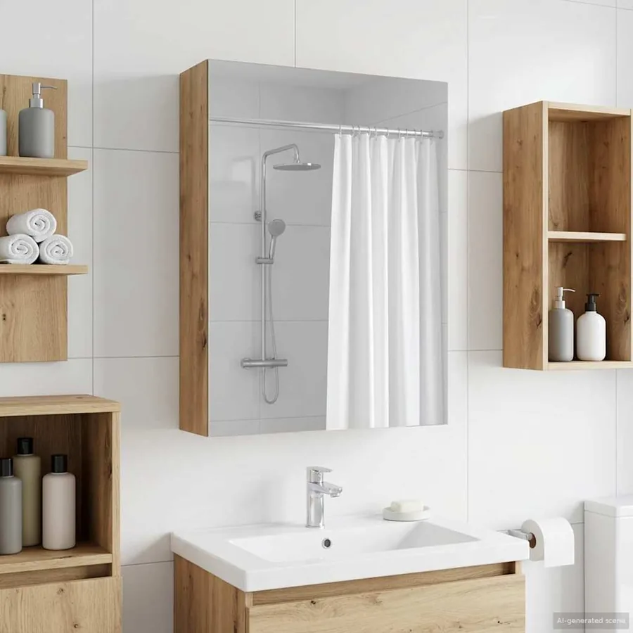 Armoire Miroir de Salle de Bain Chêne artisan 50 x 14,5 x 70 cm