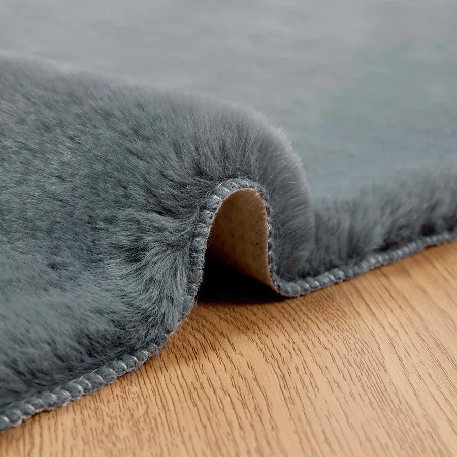 Tapis antidérapant en fausse de lapin OLITE Anthracite - 5