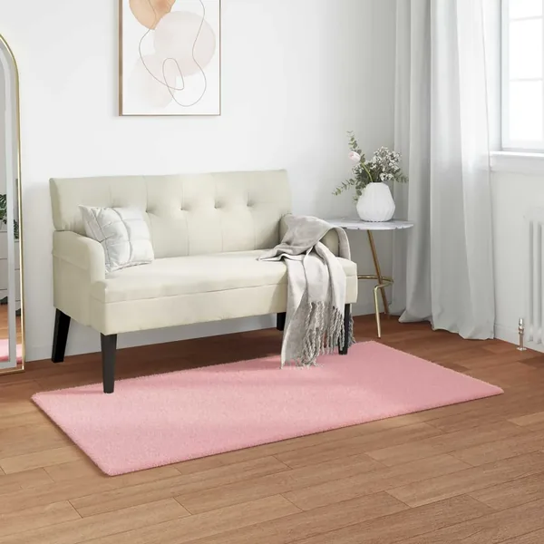 Tapis antidérapant en fausse de lapin OLITE Rose 60 x 110 cm