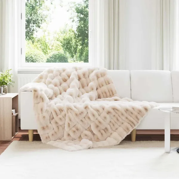 Couverture antidérapante en fausse de lapin Olite Beige