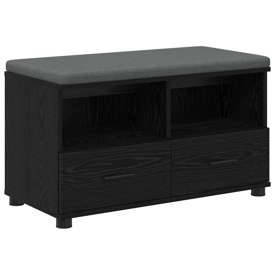 Banc d'entrée avec coussin Chêne Noir 80 x 38 x 46 cm - 2